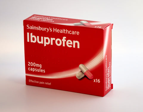 200 mg Sainsbury's healthcare Ibuprofen capsules box
